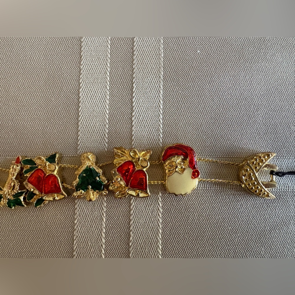 NWT Dunbar Slider Bracelet Christmas Charm Bracelet Vintage 1980s 80s Retro - Picture 6 of 15